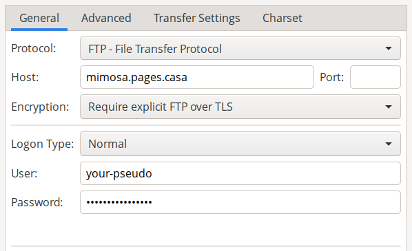FTP over TLS connection