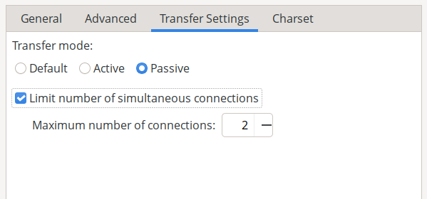 Transfer settings tab