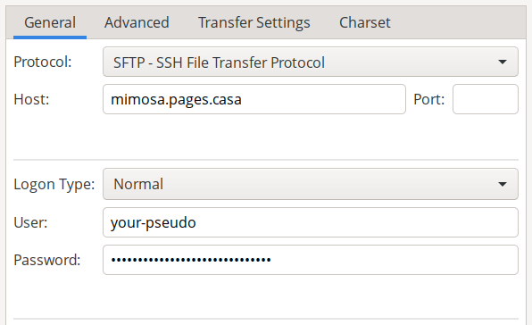 SFTP with password connection